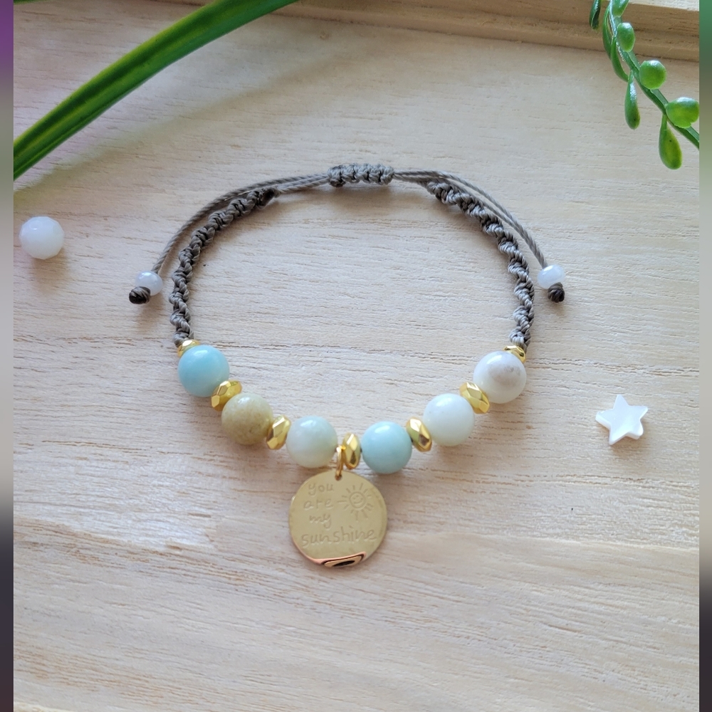 Handmade Macrame Bracelet With Natural Amazonite Gemstone.